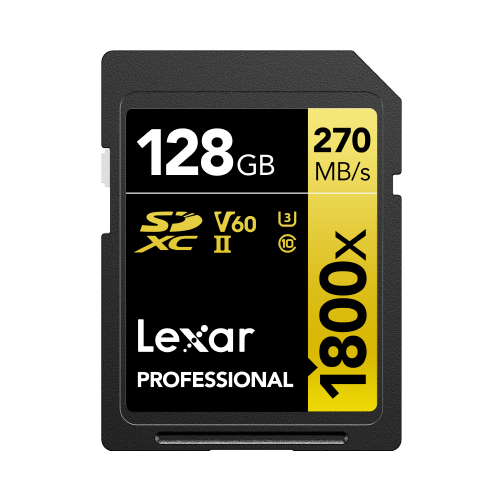 128GB SD - Lexar® Professional 1800x SDXC™ UHS-II Card GOLD Series