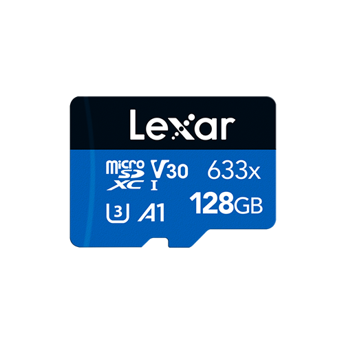 128GB micro - Lexar® High-Performance 633x microSDHC™/microSDXC™ UHS-I Card BLUE Series