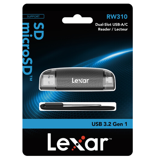 LEXAR-LRW310X-BNBNG Lexar Reader RW310 Card Reader, Up to 170MB/s Speed, 2 in 1 USB C USB A for SD/Micro SD/SDHC/SDXC LE